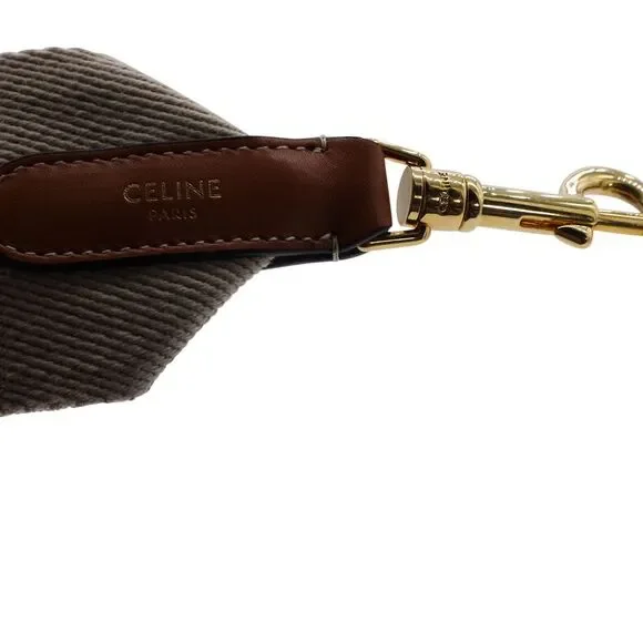 Celine Short Strap in Brown Canvas and Leather - Picture 4 of 6